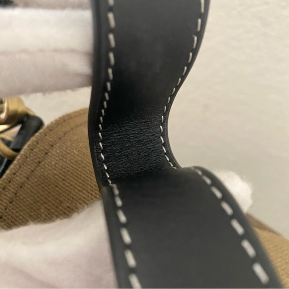 Black Leather Canvas Nova Check Plaid Bucket Crossbody Bag Drawstring Satchel - Picture 8 of 14